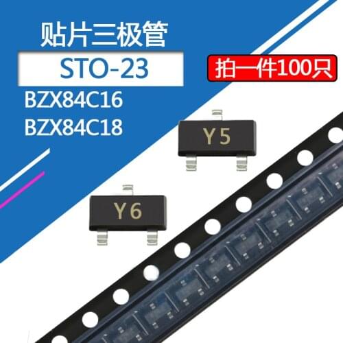 100pcs/lot BZX84C16v SMD Zener diode 18v screen printing Y5/Y6 package SOT-23 transistor 16 volts 18 volts