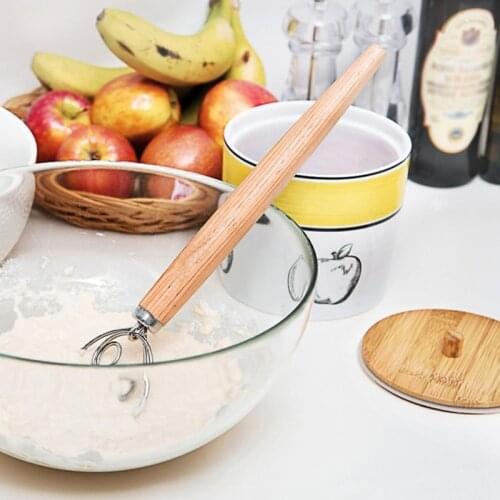 13 Inch Stainless Steel Egg Beater DIY Bread Dough Tools Baking Accessories Danish Whisk Stick With Wood Handle Kitchen Gadgets