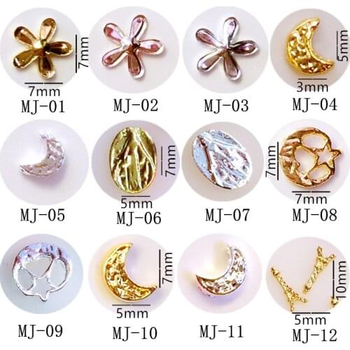 50pcs/pack metal nail art flower moon jesus star tower for 3d jewelry nails sticker decoration art tools