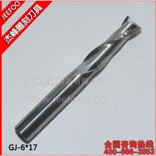 6*17mm Hight Quality 2 Flutes Carbide Mill Spiral Cutter Wood CNC Router Bits Cutting Tools for CNC Engraving