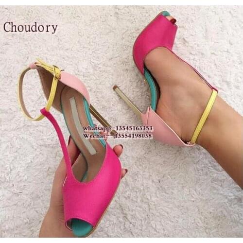 Sexy Stiletto Ladies Sandals Women Mixed Colors T-Strap thin High Heels Open Toe Sandals Summer party wedding Shoes Woman