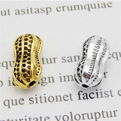 Julie Wang 4PCS Peanut Beads Small Groundnut Food Spacer Bead Antique Color Bracelet Jewelry Making Accessory Findings