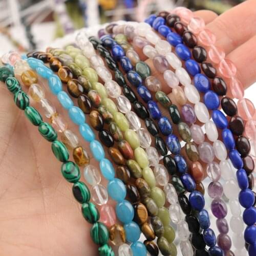 Beadtales 6x8mm Natural Multicolor Egg Shape Stone Beads Spacer Loose Stone Beads For Jewelry DIY Making Bracelet Accessories