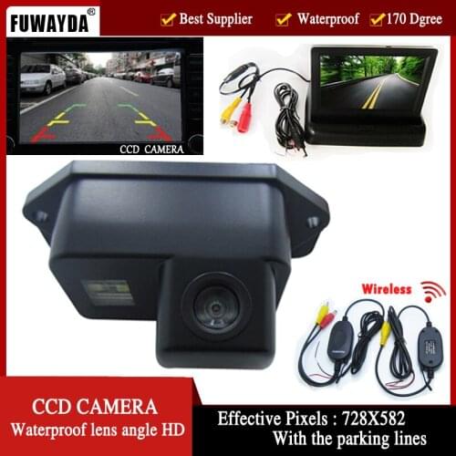 FUWAYDA Wireless Color CCD Car Rear View Mirror Image CAMERA for Mitsubishi Lancer Evolution, 4.3 Inch foldable LCD TFT Monitor