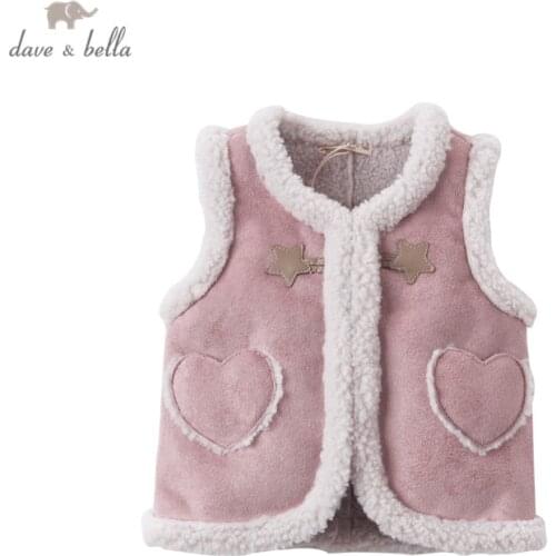 DBM15357-1 dave bella winter kids girls fashion stars love padded coat children fashion sleeveless vest