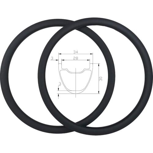 350g 29er MTB light XC hookless carbon bicycle rims 34mm wide 30mm deep 28mm inner width 29" mountain graval bike wheels