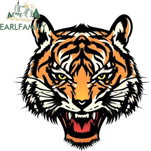 EARLFAMILY 13cm x 13cm for Tiger Face Car Stickers and Decals DIY Occlusion Scratch Waterproof Window Trunk Vehicle Decoration