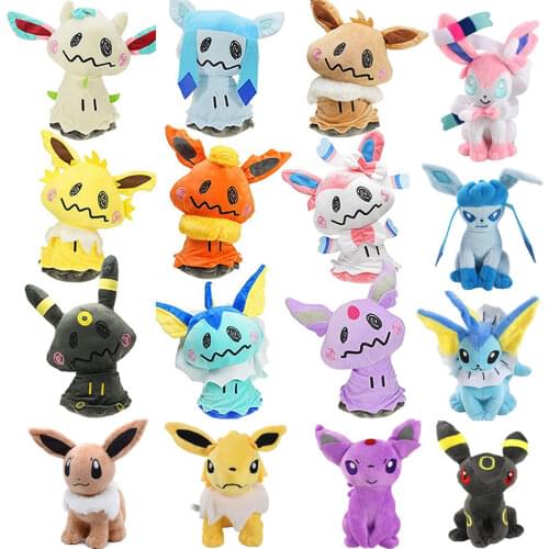 20CM Kawaii Pokemon Eevee Plush Doll Toy Cute Pokémon Stuffed Anime Jolteon Flareon Vaporeon Sylveon Kids Toy Birthday Girl Gift