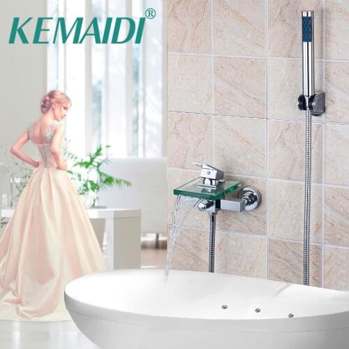 KEMAIDI Shower Faucet Set Bathroom Faucet Chrome Finish Mixer Tap W/ ABS Handheld Shower Wall Mounted With Hand Spray