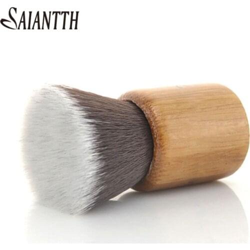 SAIANTTH Single round head makeup brushes bamboo handle mini multi-functional flat powder foundation brush soft nylon maquiagem