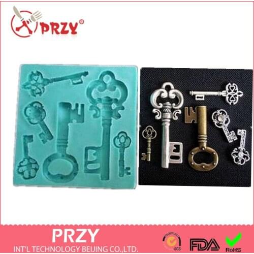 Keys Sugarcraft Cake Fondant Molds Fondant Cake Decoration Mold Wholesale Chocolate Silicon Moulds Silicone Rubber PRZY No.si407