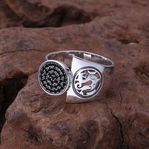 100% 925 Silver Dragon Ring Sterling Power Dragon Ring Good luck Ring resizable