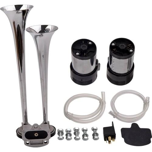 12V Double Trumpet Air Horn Compressor Kit Super Loud For Train Car Truck Boat 150db