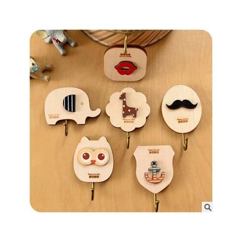 Creative Lovely Rural Cartoon Decoration The Bathroom Towel Strong Wooden Stick Hook