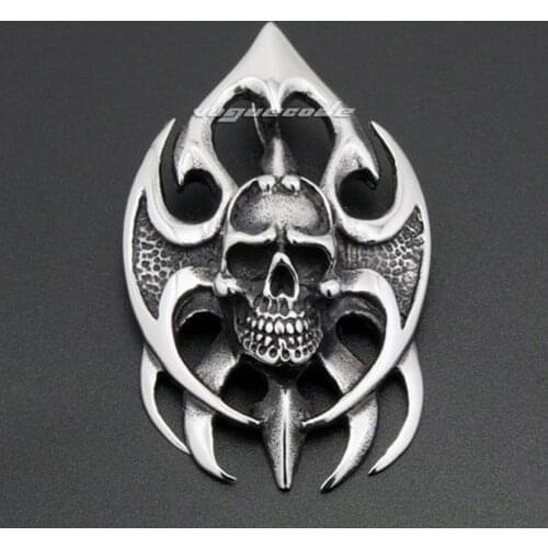 Huge Tribal Tattoo Blade Skull 316L Stainless Steel Pendant 6H001