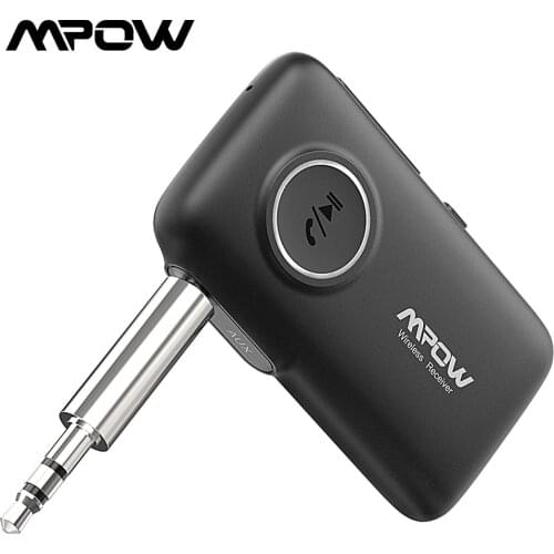 Upgraded Mpow BH298A Wireless Bluetooth 5.0 Audio Adapter 12h Playing Time 30m/66ft Operation Range For AUX Car Wired Headphone