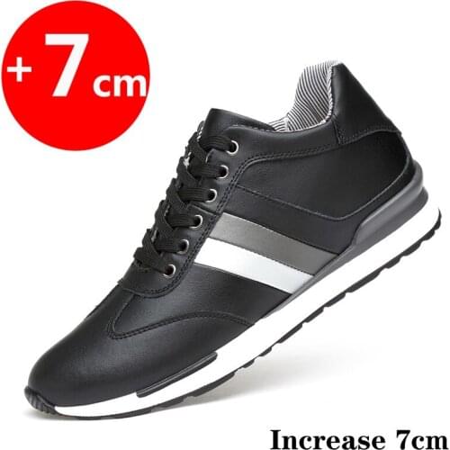 Men Sneakers Heightening Shoes Elevator Shoes Man Height Increase 7CM Leather Sneakers Leather Shoes Tall Shoes