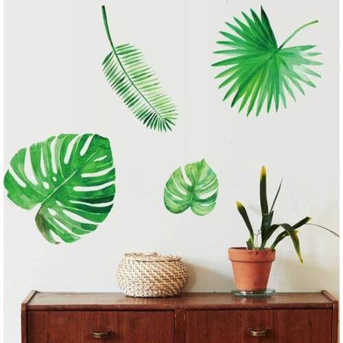 Nordic style Plant leaves Wall Sticker for Home DIY kitchen Living room Background Decoration Mural poster stickers art Decals