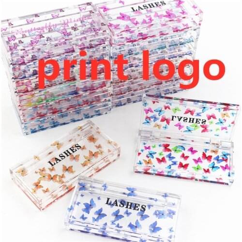 NEW 20/50 pcs butterfly print Acrylic 20mm False Eyelashes Packaging Box Lash Boxes Fake 3D Mink Lashes Case empty custom logo