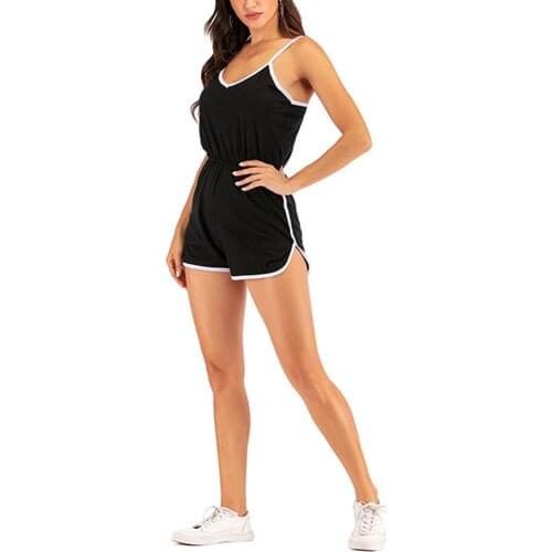 New Women Yoga Playsuits Summer Sleeveless Yoga Training Home Gym Solid Ladies Short Home V Neck Sports Fitness Exercise 2020
