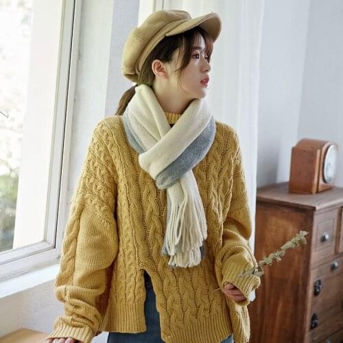 New Autumn and Winter Neckline Mens Korean Version Imitation Cashmere Color Student Scarf Womens Solid Shawl 200*40cm