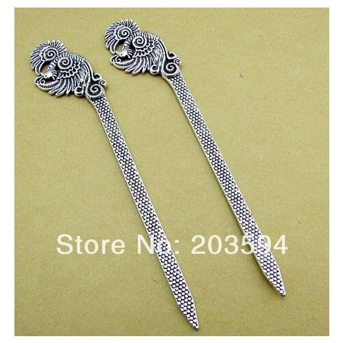 Wholesale 10Pcs /Lots Antique Silver Phoenix Bookmark Metal Bookmark with loop 122mm