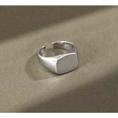 Personalized CHIC style simple light body wide square square open ring 925 sterling silver ring
