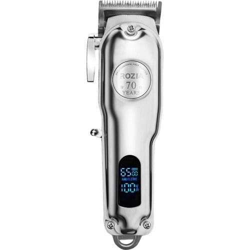 Professional hair clipper metal body oilhead clipper white hair carving haircut machine rechargeable LCD display haircut