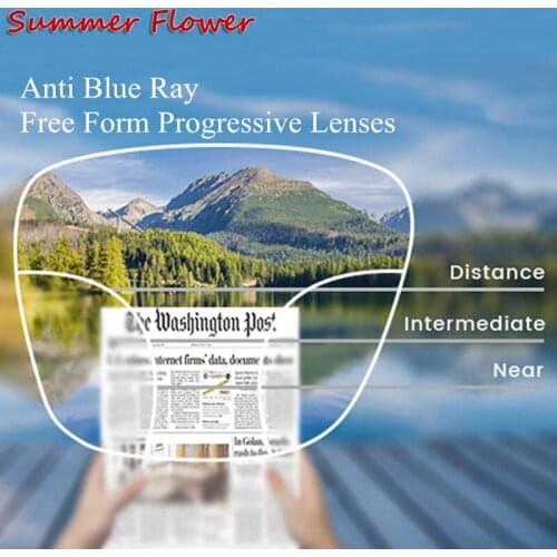 Progressive Eye Lens Free Form Anti Blue Ray lentes for Eyes Prescription 1.56 index 1.61 Thin 1.67 Degree Glass Multifocal