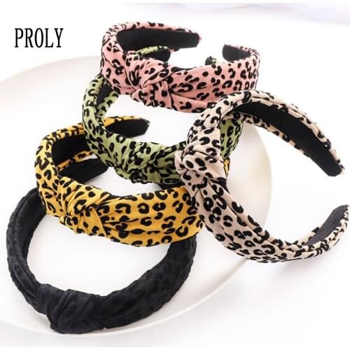 PROLY New Fashion Women Hairband Middle Knot Headwear Soft Leopard Headband Adult Casual Turban Hair Accessories Hair Hoop