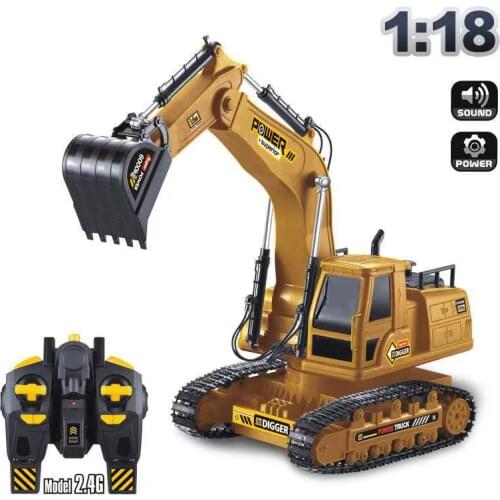 2.4G Radio Controlled Car 1/18 Rc Truck Rc Excavator Caterpillar Tractor Model Engineering Car Digging Soil Sound Toys for Boys