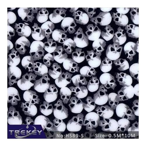 [Width 0.5M] Skull Head Pattern water transfer printing hydrographics film, Skull Vinyl Wrap, Motorcycle Parts Supplier HS89-S
