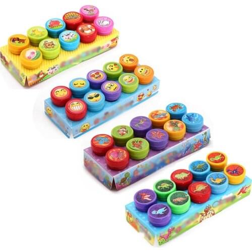 10Pcs Kids Seal DIY Painting Children Toy Cartoon Animals Scrapbooking Stamper Photo Album Decor Cute Kindergarten Supplies