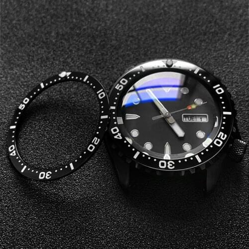 Luminous Flat ceramic bezel insert 38*31.5mm Luminous pip at 12 For Seiko SKX007 SKX009 watch parts