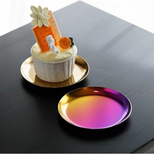 Stainless Steel Gold Storage Tray Fruit Sanck Jewelry Display Plate Kitchen Food Organizer Coaster Tools Metal Storage Dishes L1