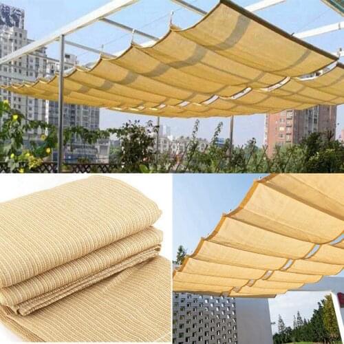 Beige Color Telescopic Wave Sun Shade Net Courtyard Pavilion Sun Sails Sun Room Canopy Shading Cloth Terrace Sunshade Nets