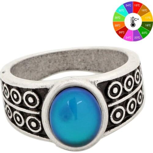 Mojo Vintage Bohemia Retro Color Change Mood Ring Emotion Feeling Changeable Ring Temperature Control Ring for Women MJ-RS007