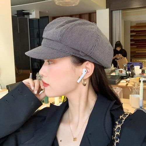 Womens Spring Summer Visor Beret Cap Small Checkered Newsboy Cabbie Hat Octagonal Headwear
