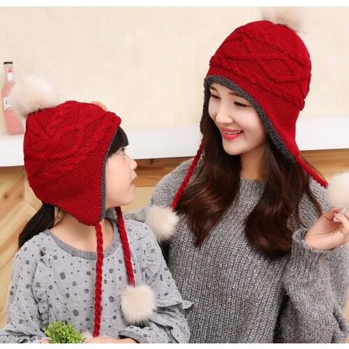 BABY Girls Women Hats Four Colour Parent-child Caps Kids Winter Autumn Bonnet Enfant For Children Baby Muts