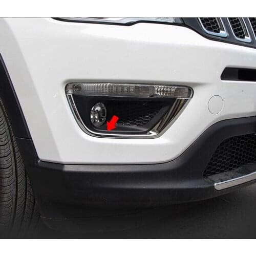 ABS Chrome For Jeep Compass 2017 2018 2019 2020 Accessories Auto Front Fog Lamp Frame Decoration Cover Trim Car Sticker Styling