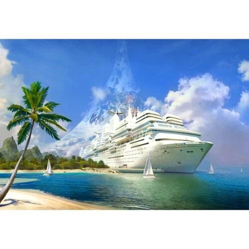 Full Square/Round Drill 5D DIY Diamond Painting "seaside ship" 3D Embroidery Cross Stitch 5D Rhinestone Home Decor Gift