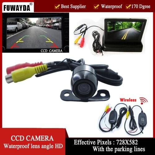 FUWAYDA Wireless Waterproof Car Rear View Camera High-definition 150 Degree Viewing Angle Foldable 4.3Inch Color LCD Screen