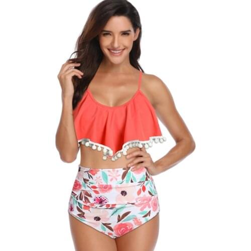 Top Ruffle Six Color Swimwear Push Up Chest Bikini Set Patchwork Biquini Sexy Biquini Swim Summer Beach Bathing Suit Swim Wear