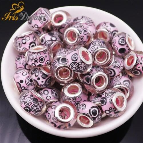 20Pcs Rondelle Large Hole European Spacer Beads fit Pandora Bracelet Bangle Snake Chain Murano Charms for Women Jewelry Making