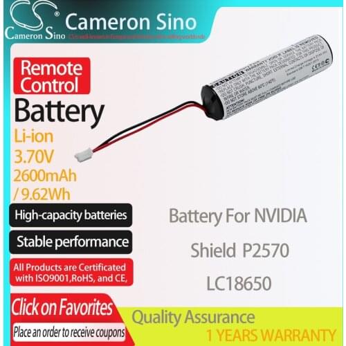 CameronSino Battery for NVIDIA Shield P2570 fits NVIDIA LC18650 Remote Control battery 2600mAh/9.62Wh 3.70V Li-ion Black White