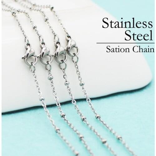50 Pcs - Dainty Satellite Chain Necklace Wholesale Stainless Steel Necklaces for Women Beaded Chain Station Necklace No Tarnish