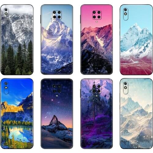 Black tpu Case For Xiaomi Redmi 7A 8 8A 9 9A 9C Case Redmi Note 8T 8 Pro T Note 9 9S 9 Pro Case Winter Snow Mountain Scene