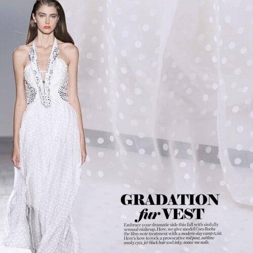 Pure White Cute Point Hollow Burnout Silk Velvet Fabric 10m/m 138cm