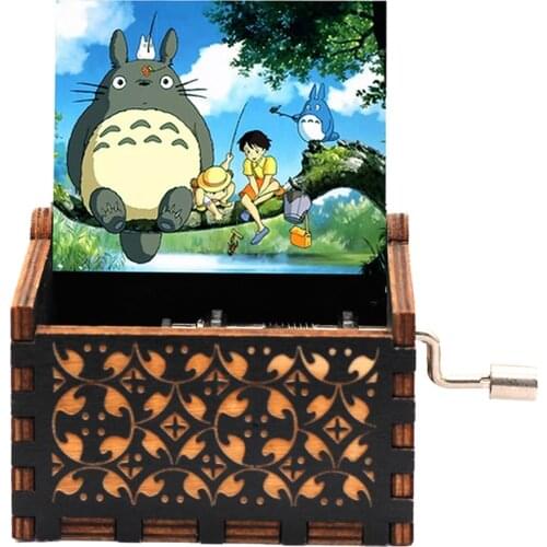 Tonari No Totoro Music Box Totoro Print Hand Crank Wood Musical Box Childrens Girl Gift Birthday Gift Large Stock Home Decor