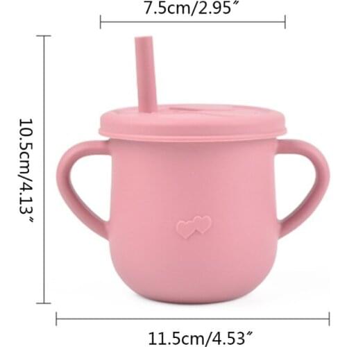 Baby Feeding Straw Cup Infants Toddler Learning Drinking Silicone Sippy Mug Double Handle Drinkware popular